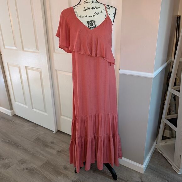 Billabong Pink One Shoulder Flutter Sleeve Dress - Picture 1 of 10